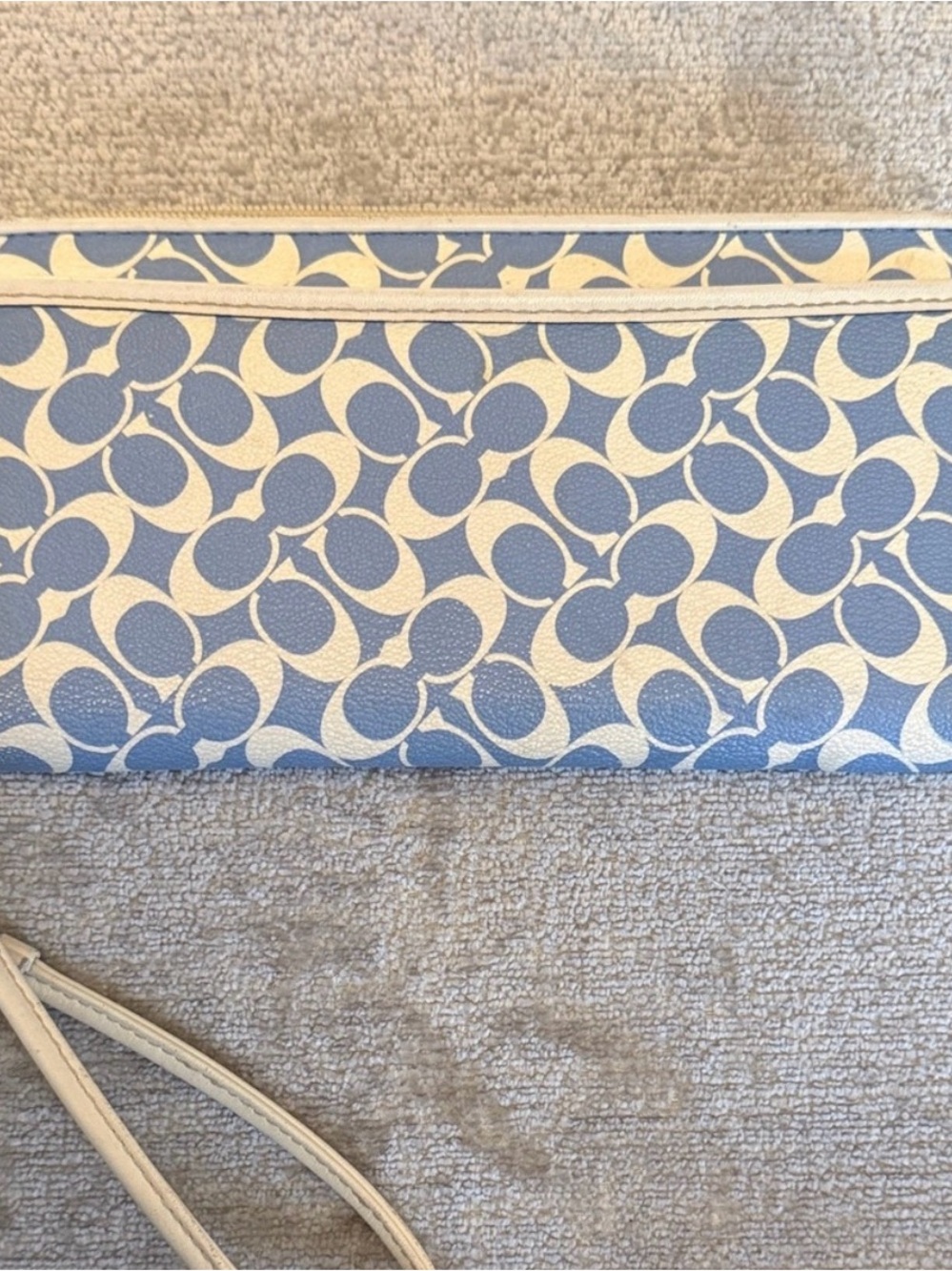 Vintage Coach Y2K Blue Signature C Monogram Zip Wristlet Wallet